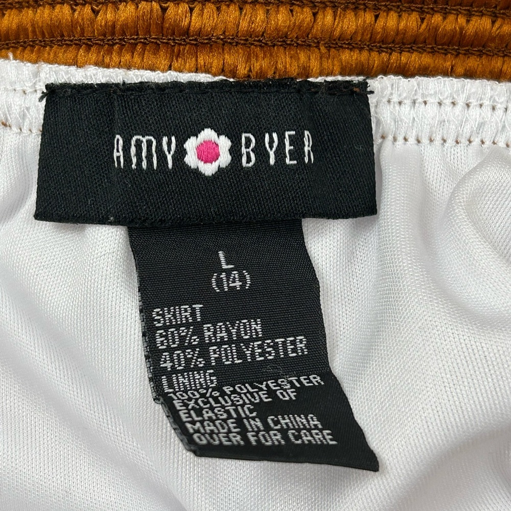 Amy Byer Asymmetrical White Skirt with Brown Waistband - Picture 2 of 3